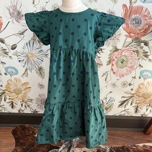 Tucker and Tate Green and Blue Polka Dot 100% cotton Kids Dress with Ruffles